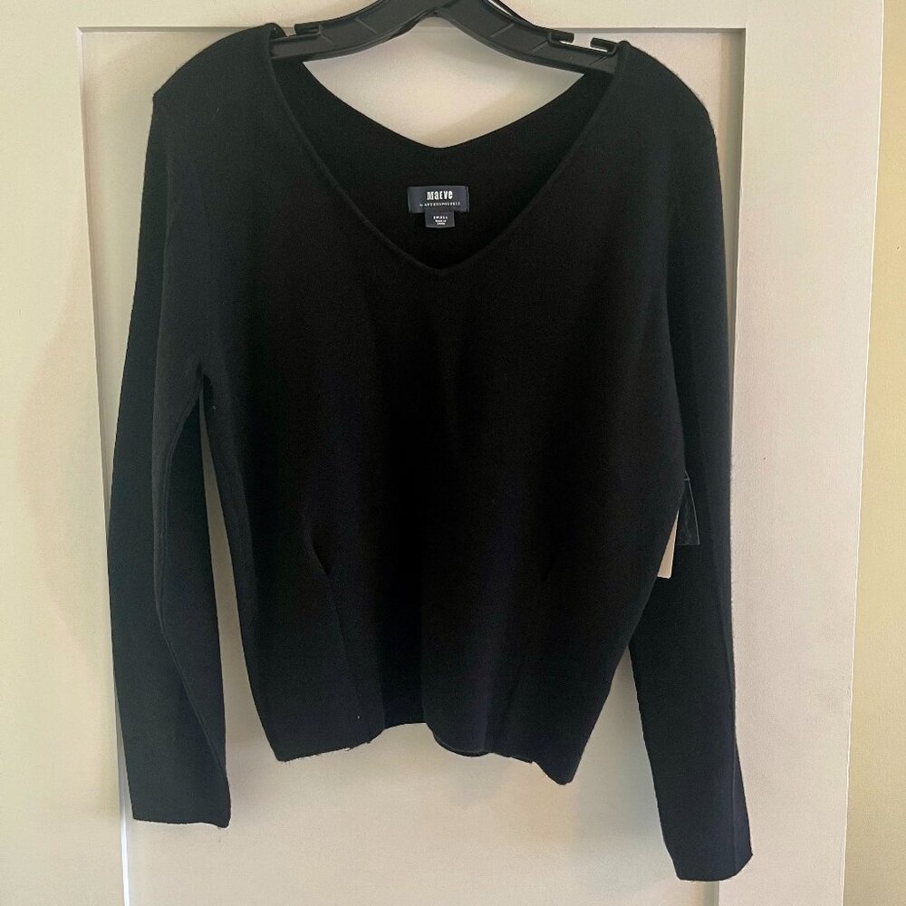 NWT Maeve by Anthropologie Black Knit Top - Size S